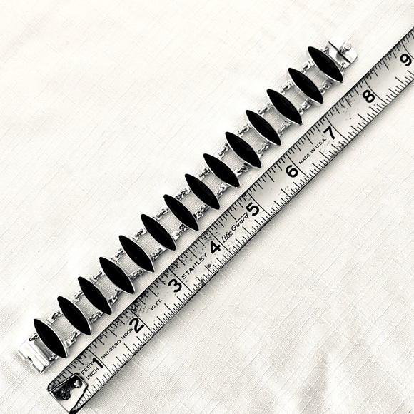 Bracelet~Sterling Silver~Stamped / Black Onyx - Picture 8 of 12